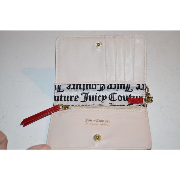 Juicy Couture Red Leather Credit Card ID Cash coins Case Wallet w/ keychain - Picture 4 of 6